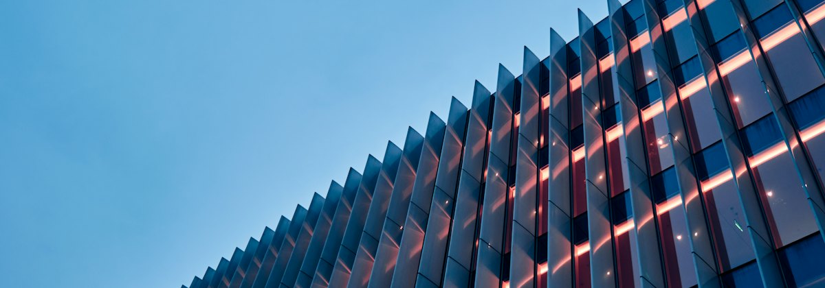 Modern glass office building facade